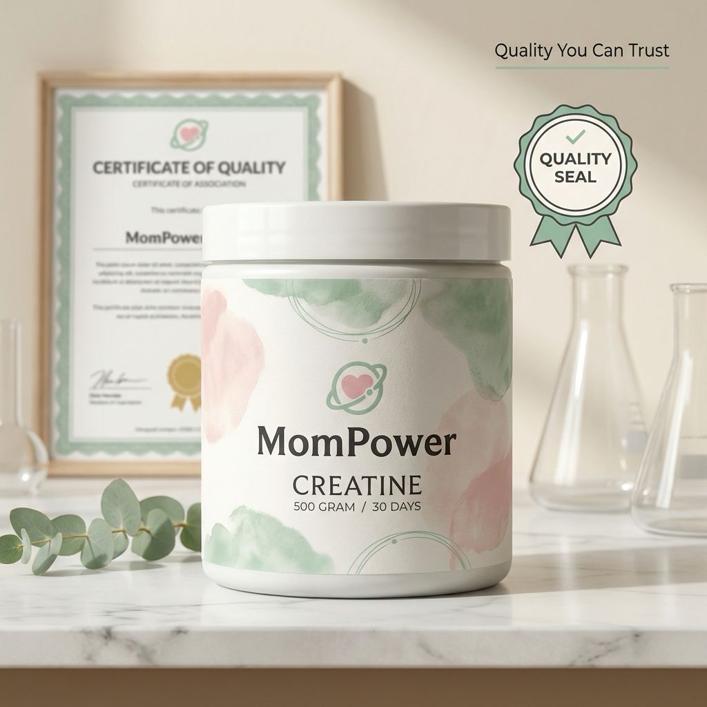 MomPower Creatine third-party tested quality seal with certificate